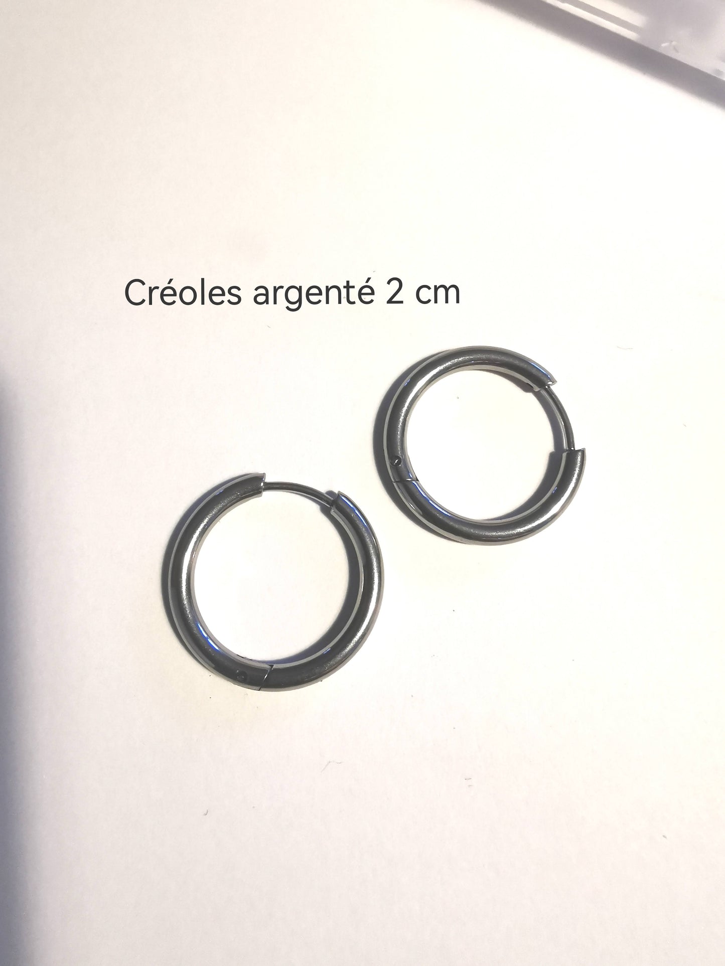 Créoles argenté 2 cm en acier inoxydable hypoallergénique. Élégantes, résistantes à l’eau et au temps, parfaites pour vos pampilles interchangeables.