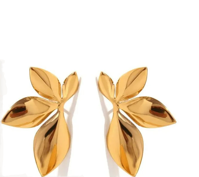 Boucles d’oreilles pétales de fleurs dorées – Acier inoxydable – Bijou élégant