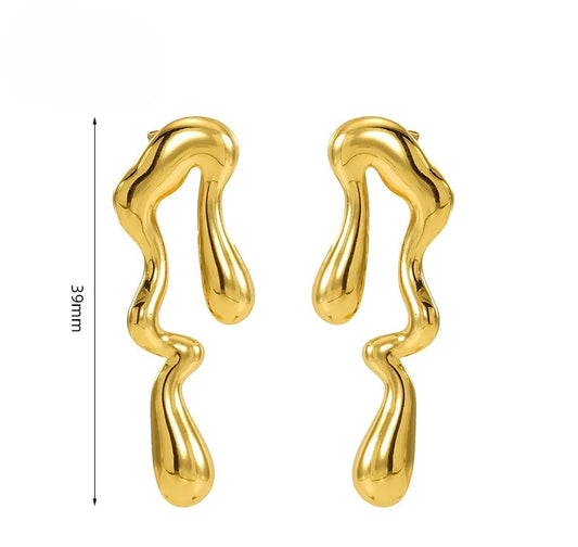 Boucles d’oreilles modernes goutte d’eau dorées - d’oreilles modernes dorées femme en acier inoxydable