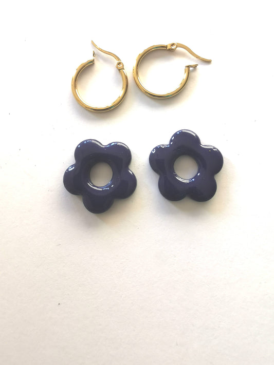 Petites pampilles violette Fimo pour boucles d’oreilles – Fait main & interchangeables, avec ou sans créoles.