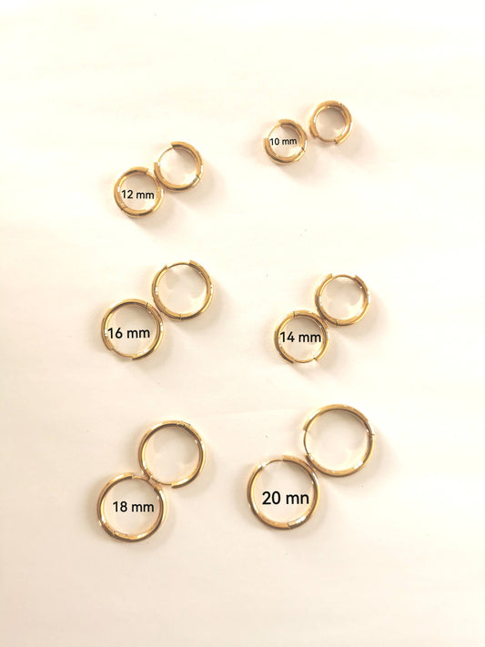 Créoles dorées en acier inoxydable | Boucles d’oreilles femme hypoallergéniques résistantes à l’eau