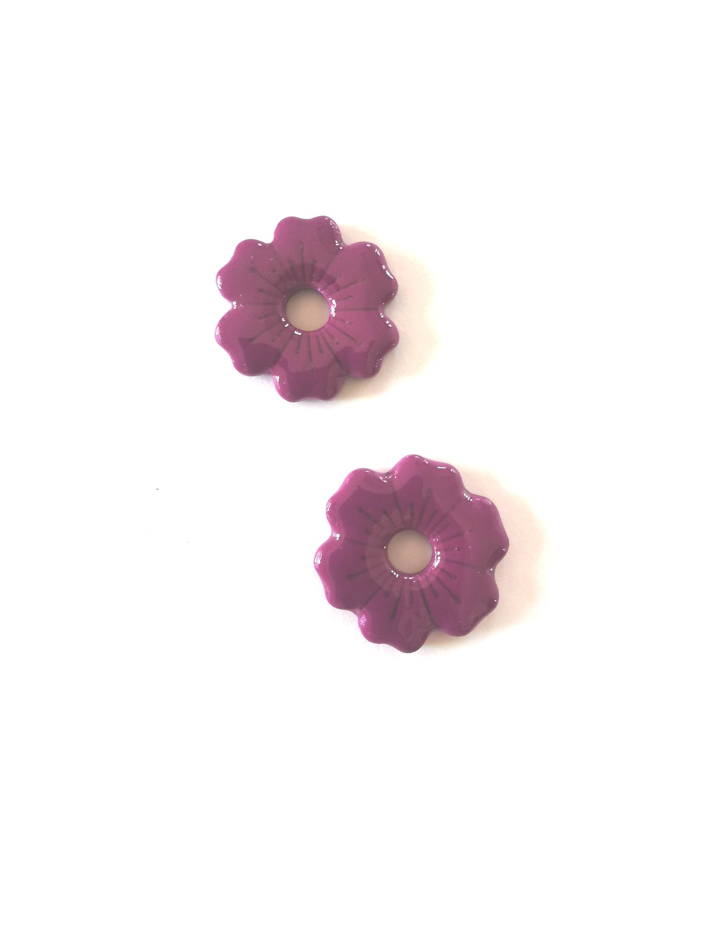 Pampilles violette en Fimo faites main – uniques & interchangeables pour créoles