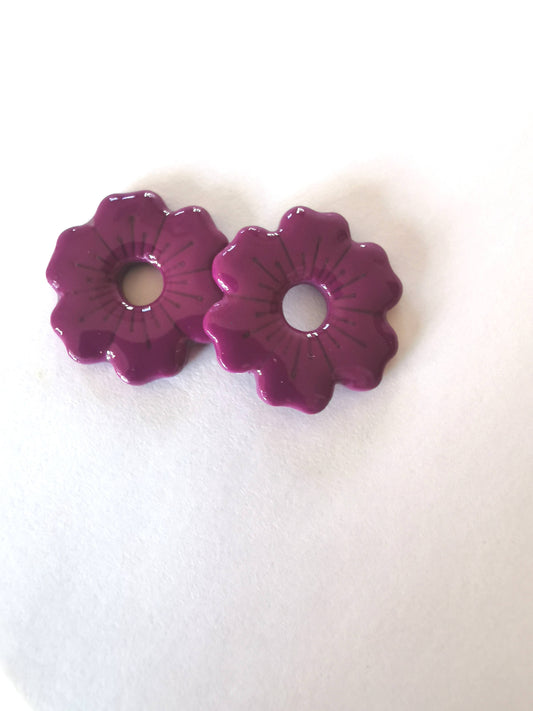 Pampilles violette en Fimo faites main – uniques & interchangeables pour créoles