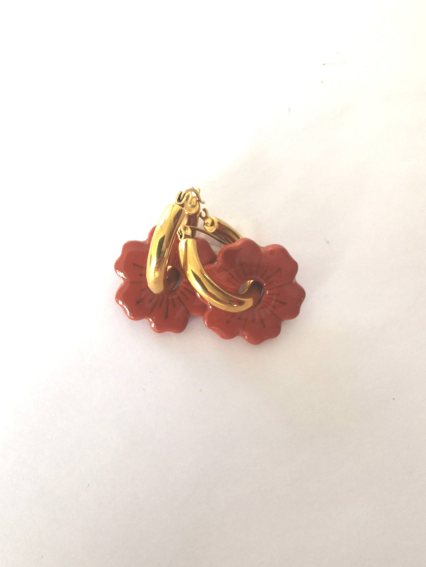 Pampilles terracotta (terre cuite) en Fimo faites main – uniques & interchangeables pour créoles (Copie)