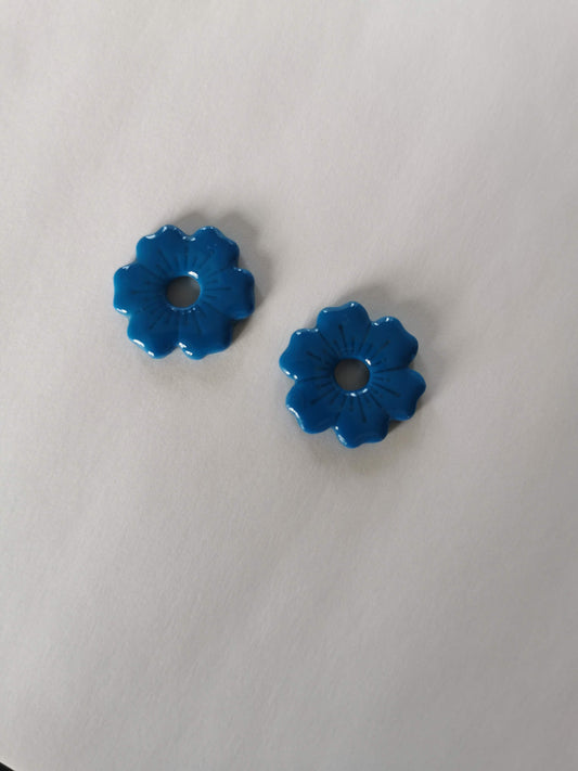 Pampilles bleu en Fimo faites main – uniques & interchangeables pour créoles