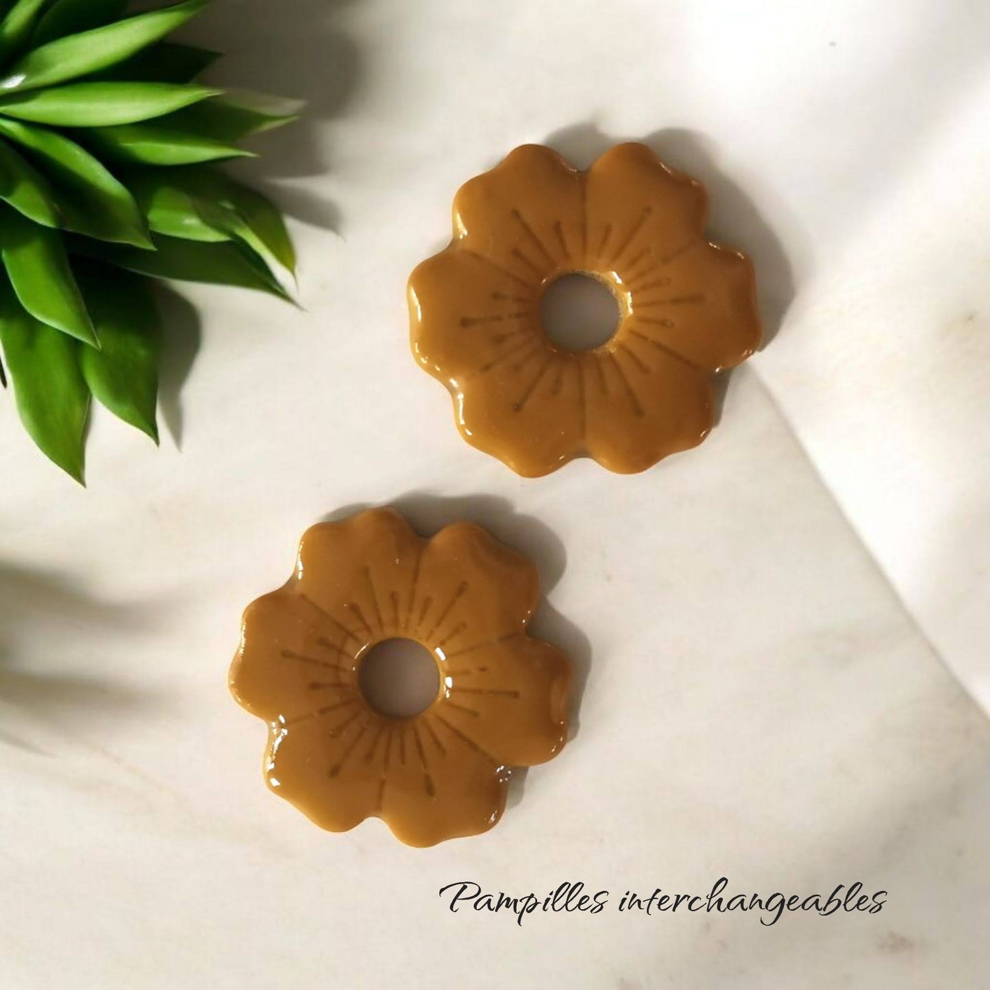 Pampilles ocre en Fimo faites main – uniques & interchangeables pour créoles