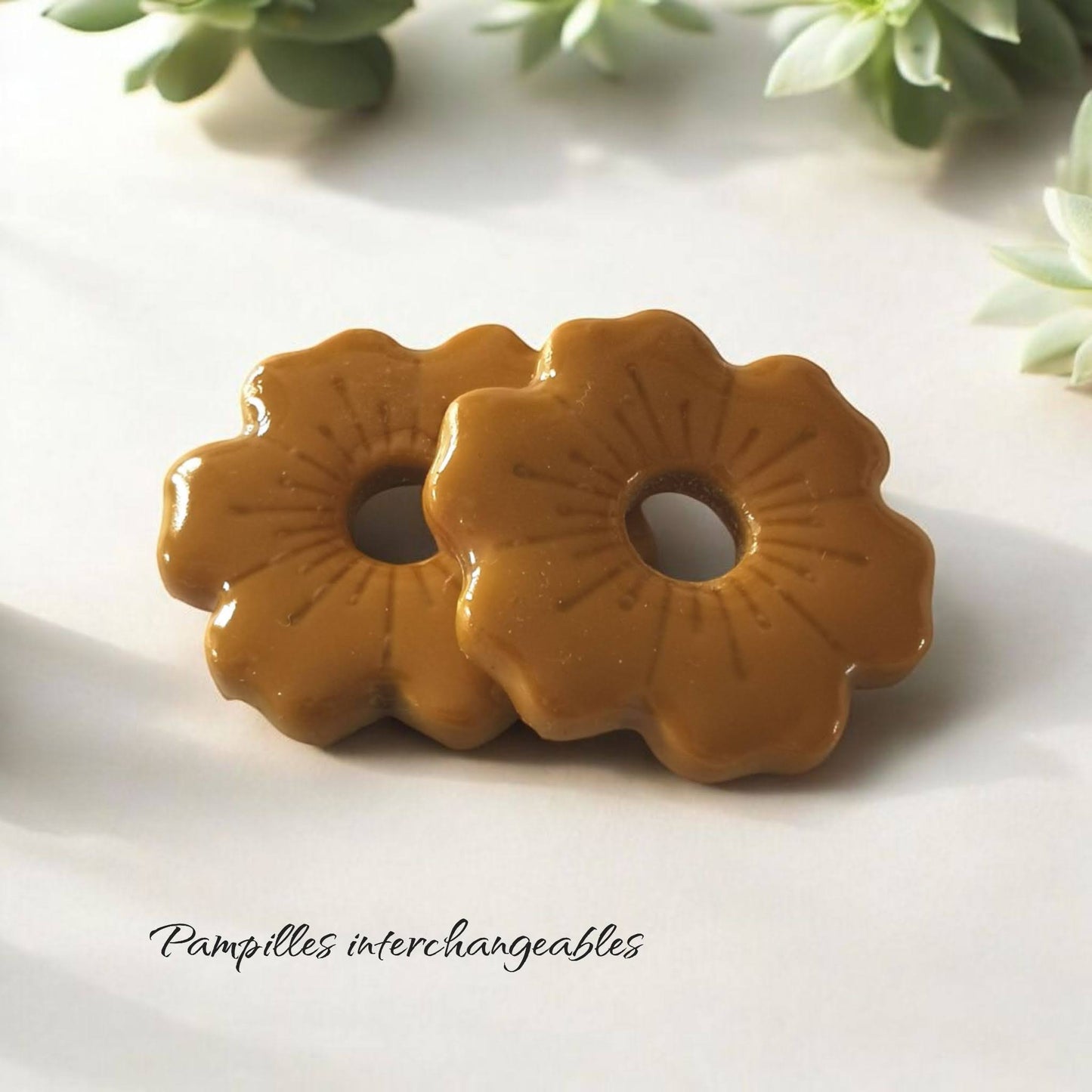 Pampilles ocre en Fimo faites main – uniques & interchangeables pour créoles