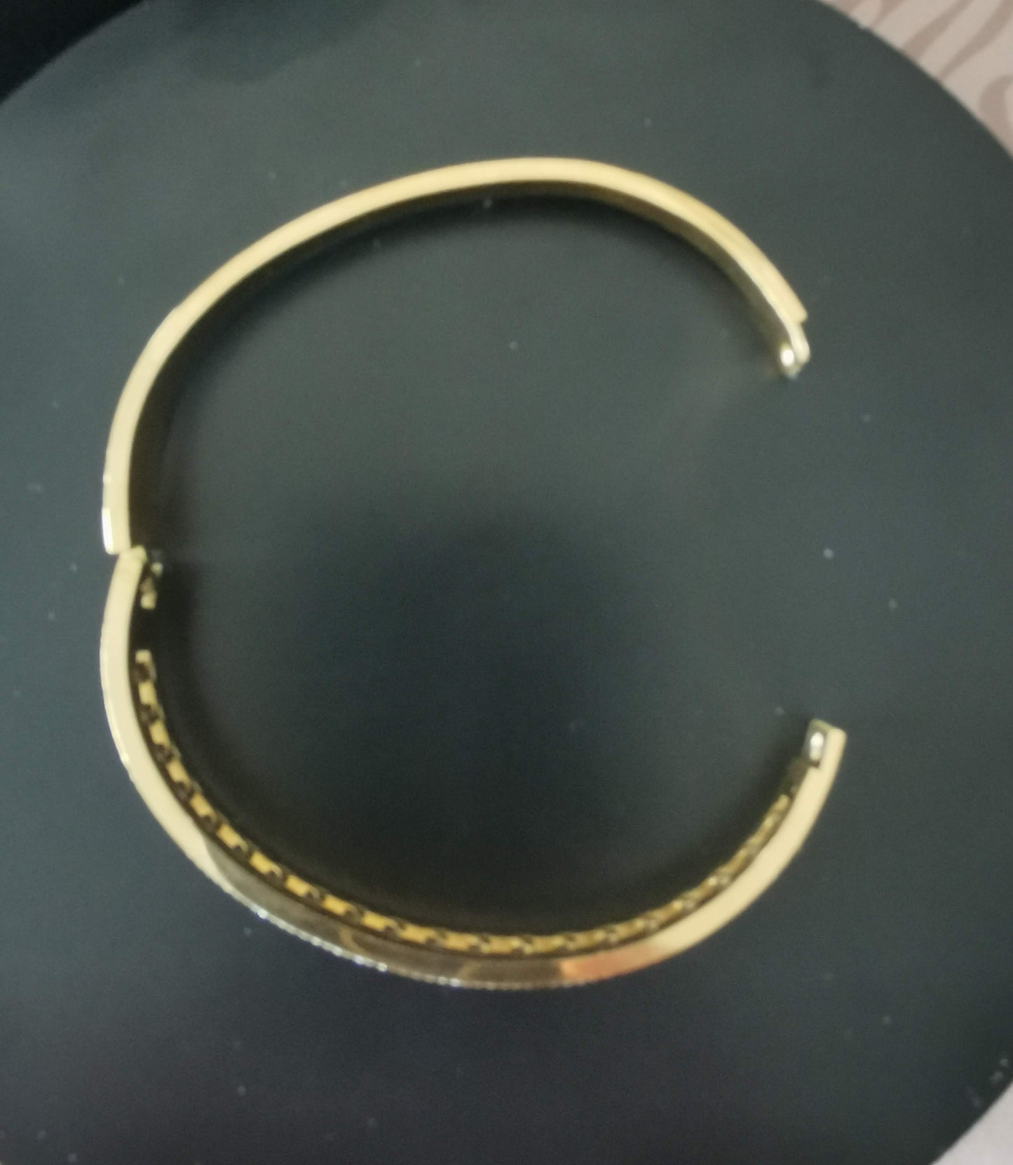 Bracelet Jonc ouvert Doré Femme – Bracelet Acier Inoxydable avec Strass – Jonc Ouvert