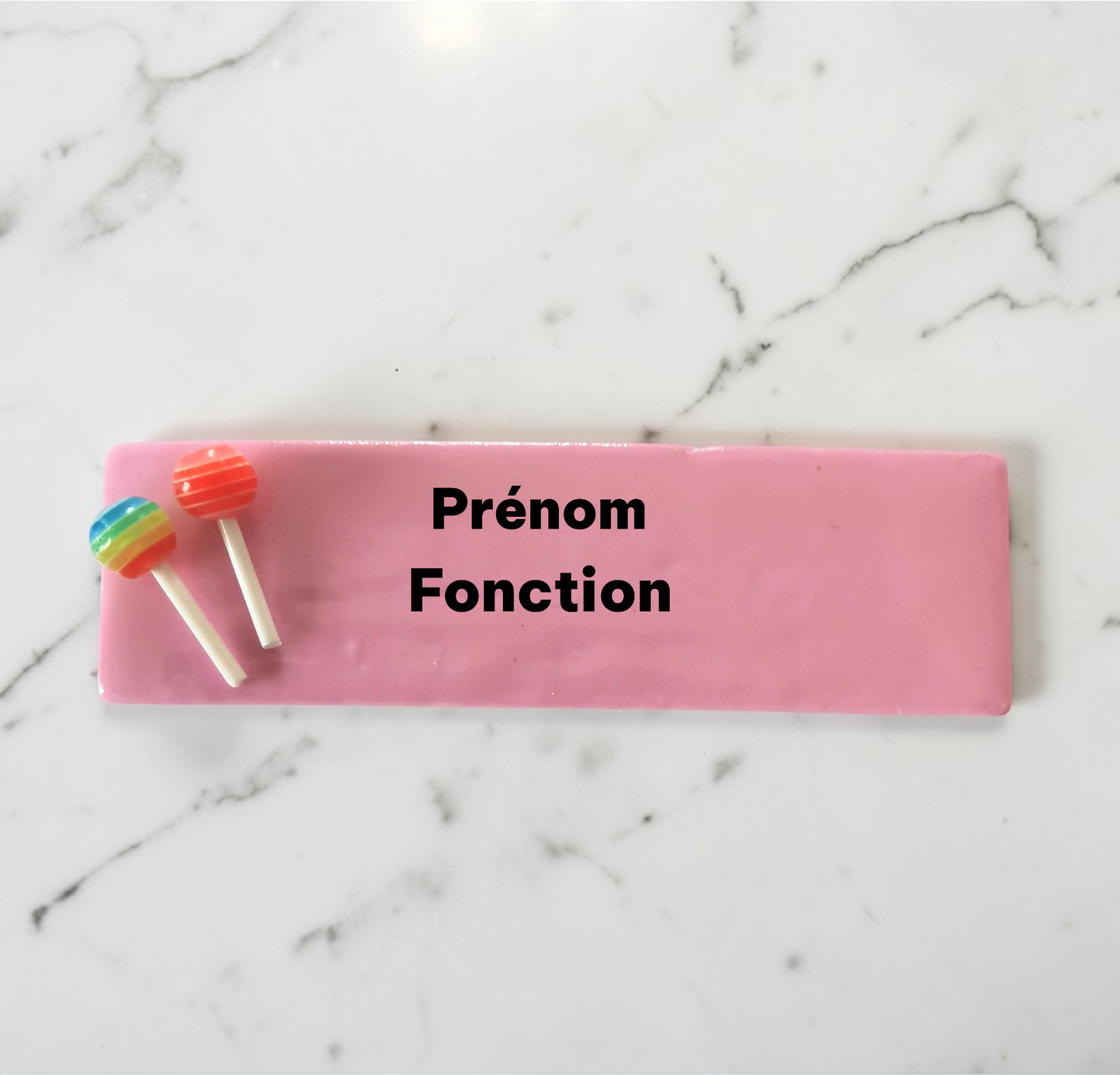 Badge prénom personnalisé – Fimo petite sucette – Badge infirmière, crèche, auxiliaire