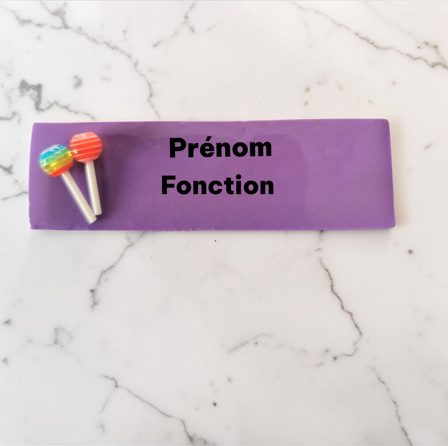 Badge prénom personnalisé – Fimo petite sucette – Badge infirmière, crèche, auxiliaire