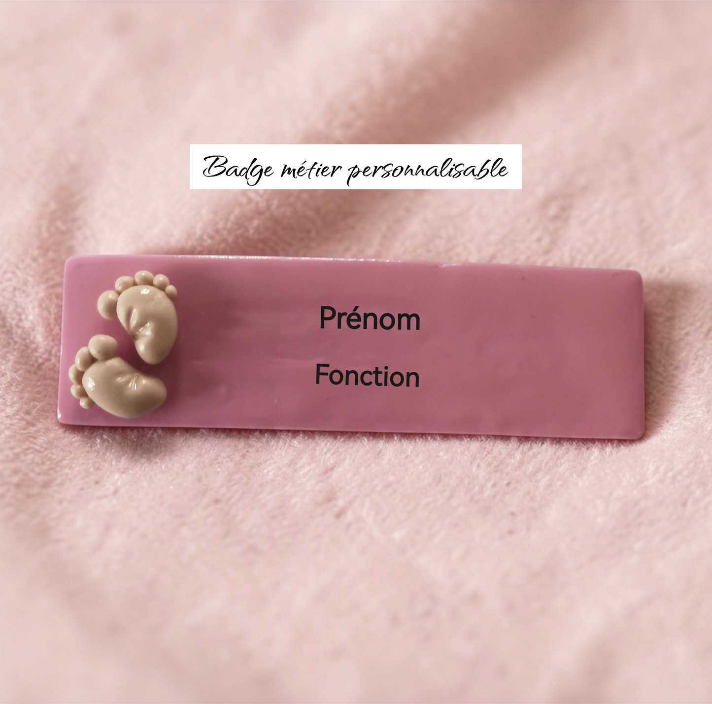 Petit badge prénom personnalisé – Badge professionnel Fimo pour infirmière, sage-femme, auxiliaire, crèche Couleur et attache au choix