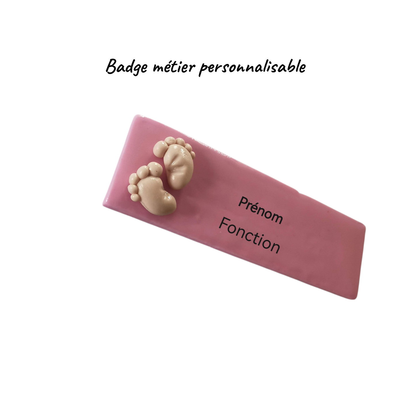 Petit badge prénom personnalisé – Badge professionnel Fimo pour infirmière, sage-femme, auxiliaire, crèche Couleur et attache au choix