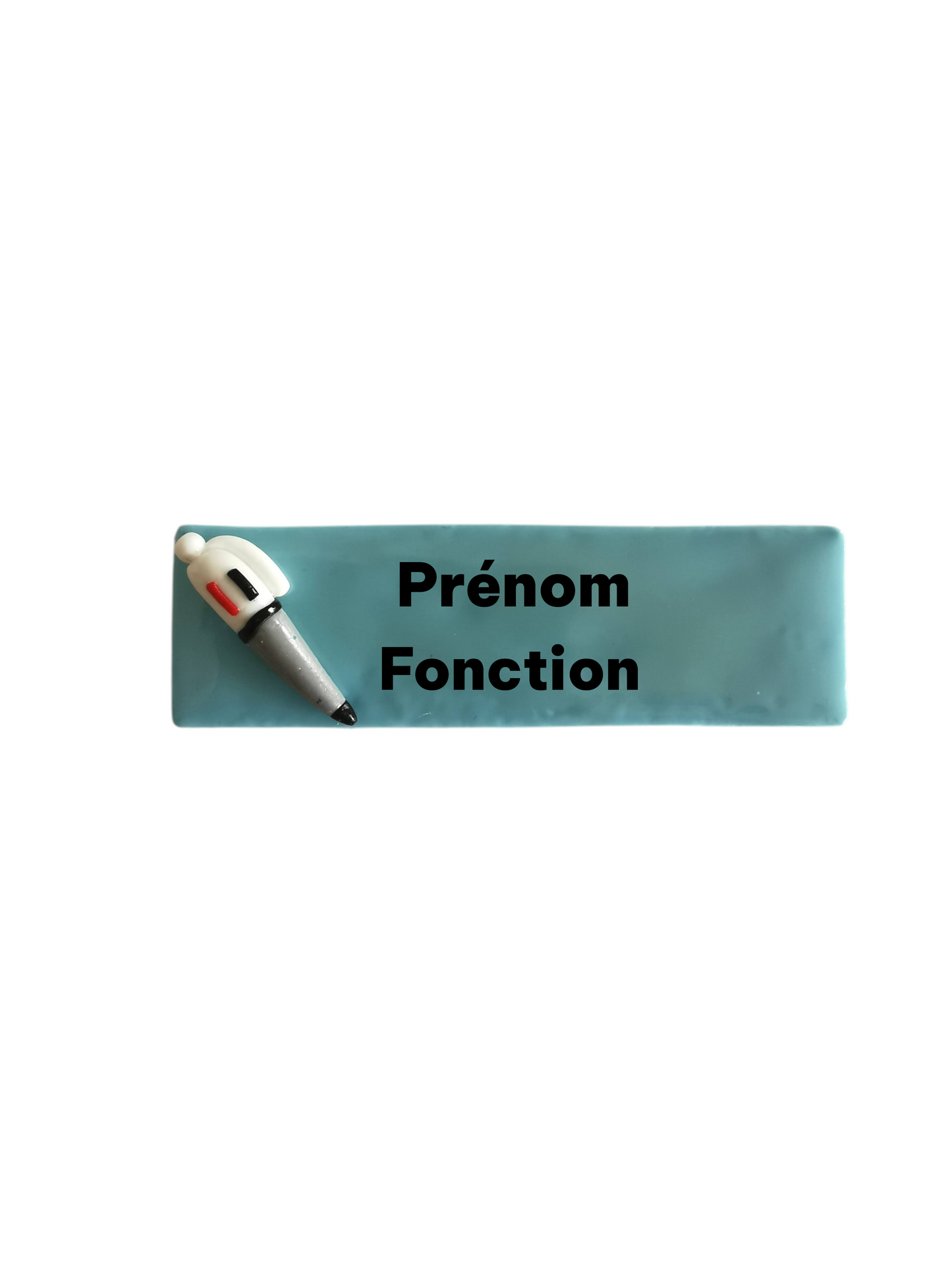 Badge prénom personnalisé – Mini stylo Fimo – Badge enseignants, ATSEM & animatrices