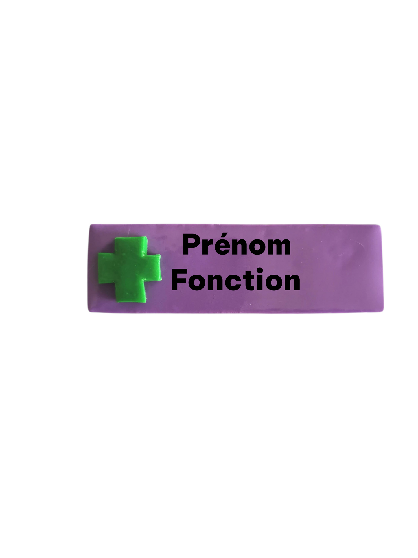Badge prénom personnalisé pharmacie – Croix verte Fimo – Badge pharmacien professionnel