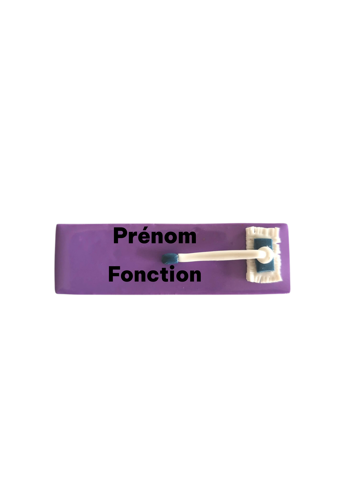Badge prénom personnalisé ASH – Balai Fimo – Badge professionnel agent hospitalier