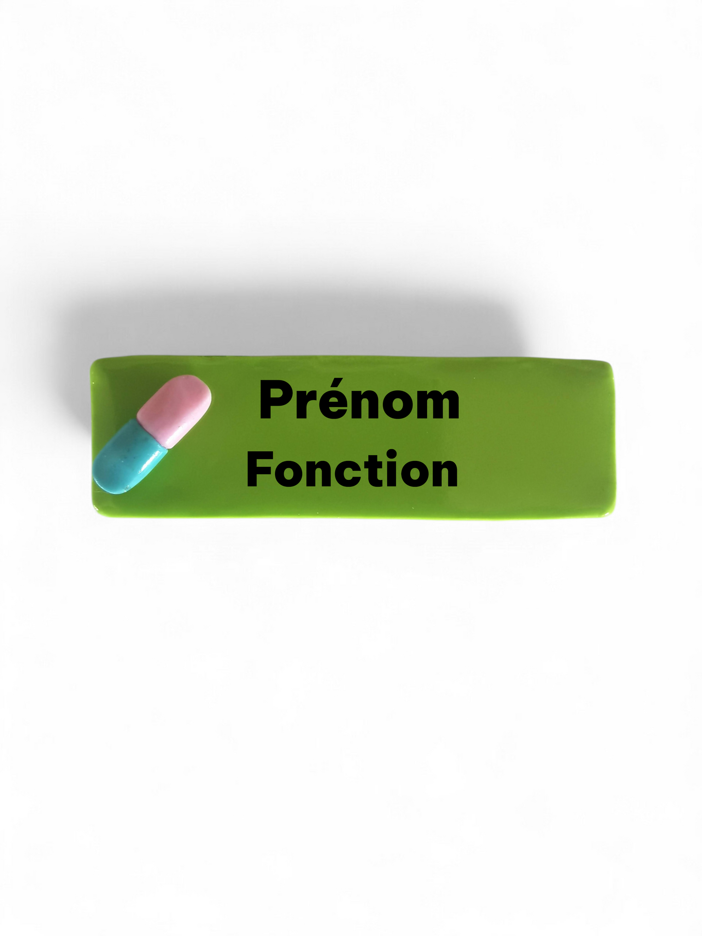 Badge prénom personnalisé – Gomme Fimo – Badge enseignant, ATSEM, animatrice