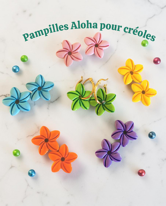 Pampilles Aloha – Fimo artisanale – Breloques interchangeables pour créoles – Bijoux faits main