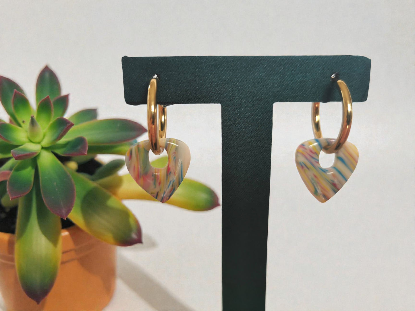 Pampilles marbrées pastel – Plusieurs formes disponibles – Bijoux faits main en pâte polymère – Avec ou sans créoles