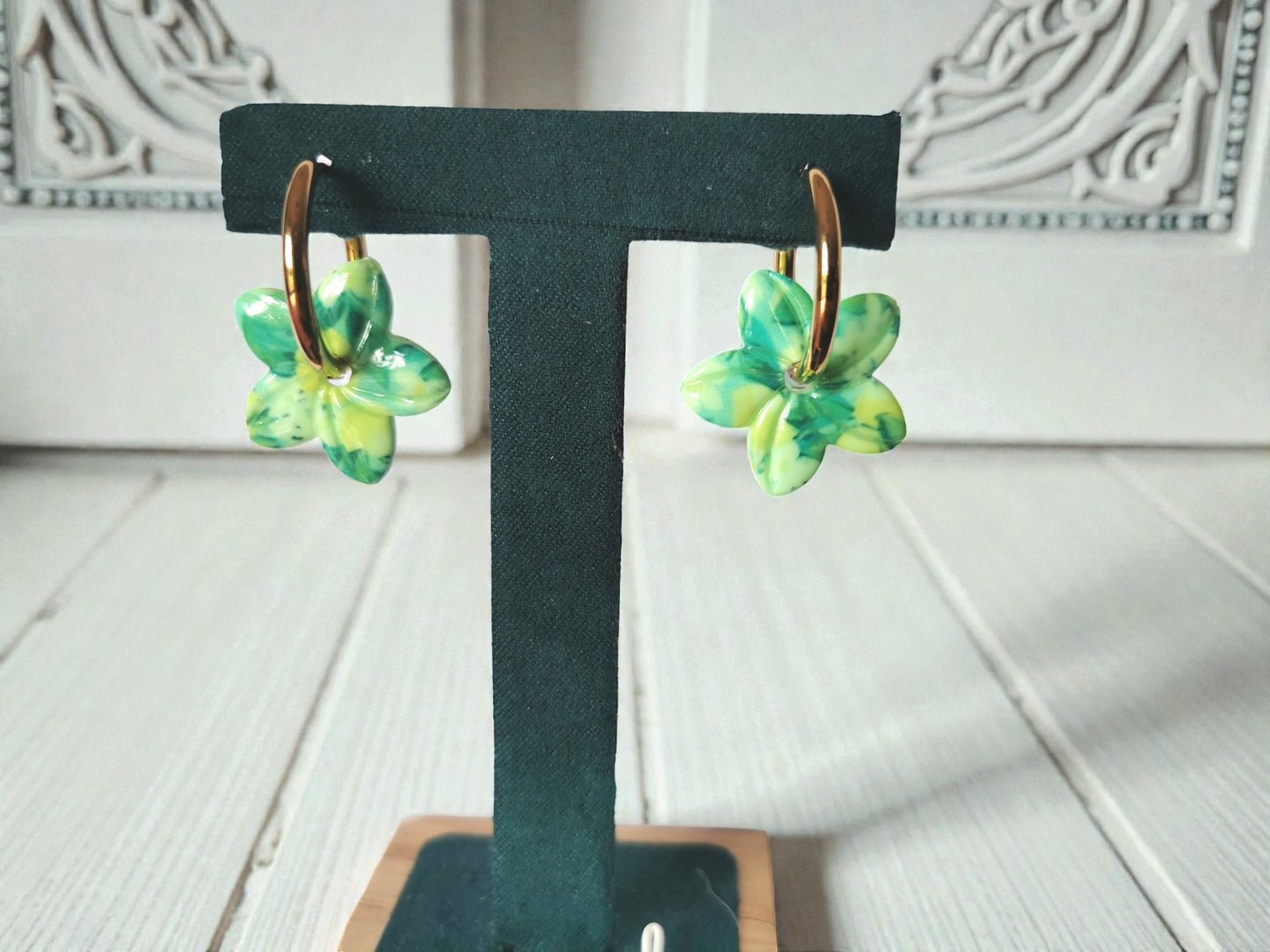 Pampilles citron réversibles pailletées – Bijoux faits main – Avec ou sans créoles