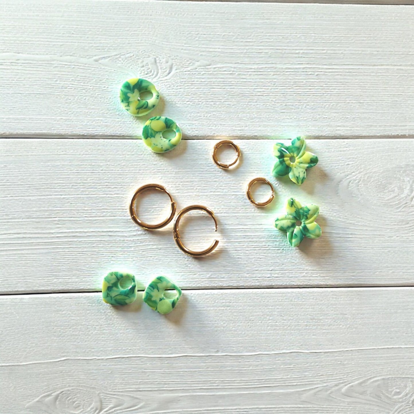 Pampilles citron réversibles pailletées – Bijoux faits main – Avec ou sans créoles