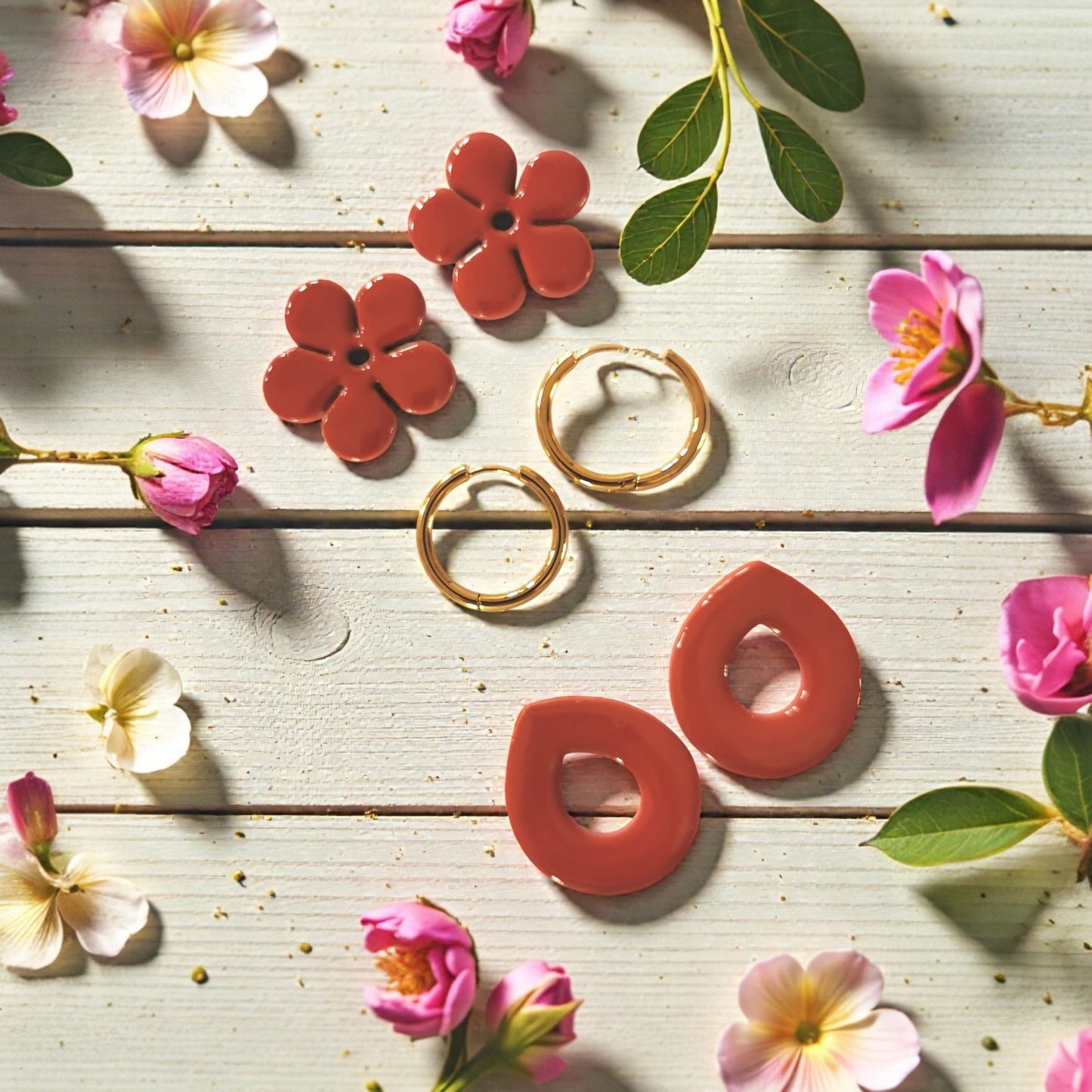 ✨ Pampilles Terracotta Interchangeables – Fleurs &amp; Formes Organiques