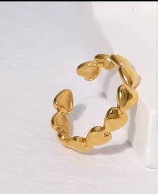 Bague Cœur Or – Ajustable et Inoxydable, Bague Minimaliste Femme, Résiste à l’Eau