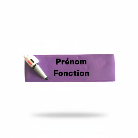 Badge prénom personnalisé – Mini stylo Fimo – Badge enseignants, ATSEM & animatrices