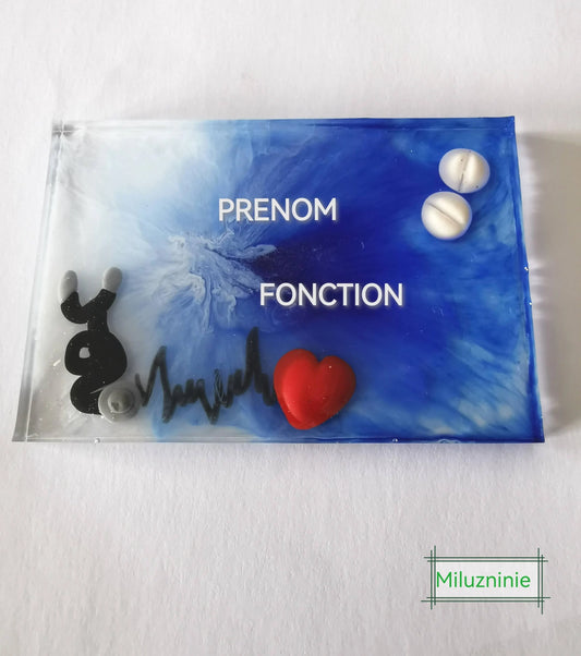 Badge Métier Personnalisé en Résine - Modèle Bleu - Ajoutez une touche unique à votre tenue professionnelle !