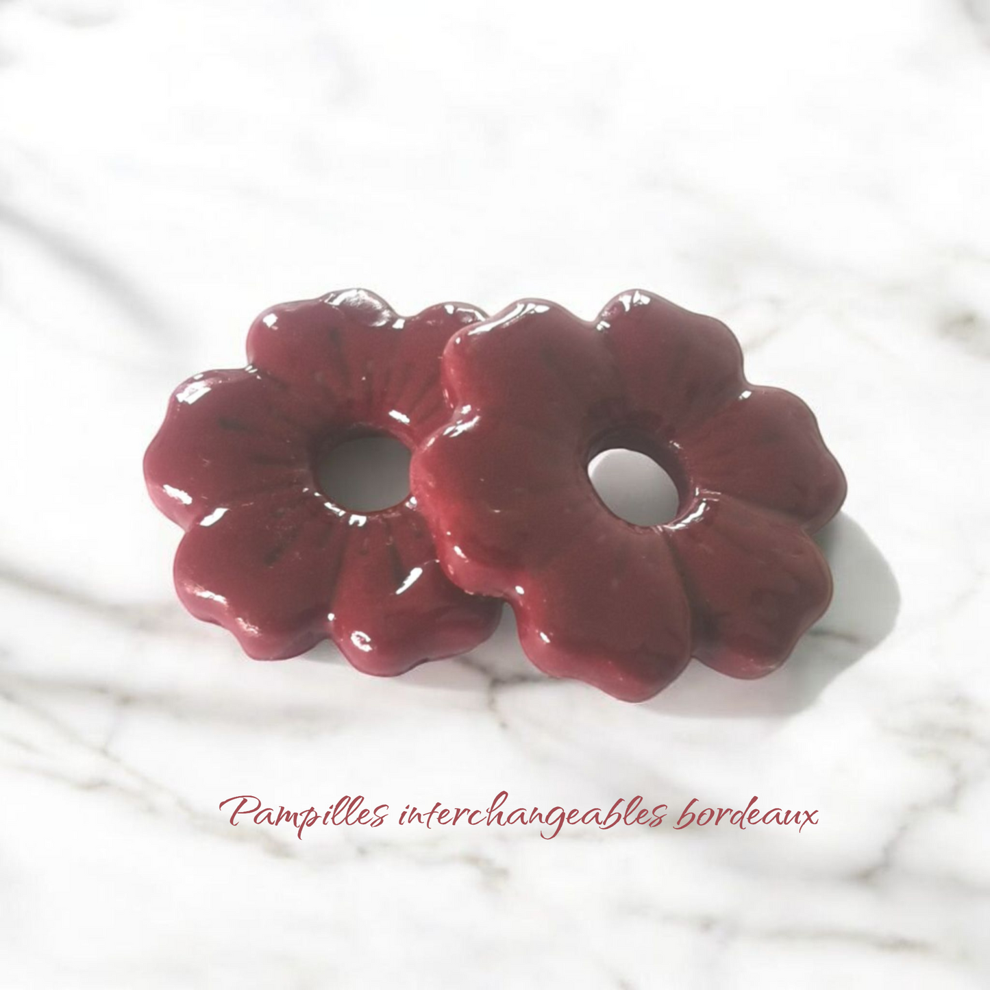 Pampilles bordeaux en Fimo faites main – uniques & interchangeables pour créoles