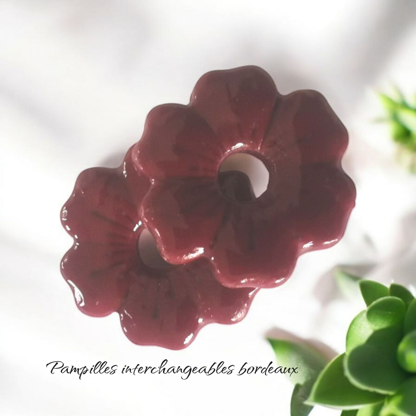Pampilles bordeaux en Fimo faites main – uniques & interchangeables pour créoles