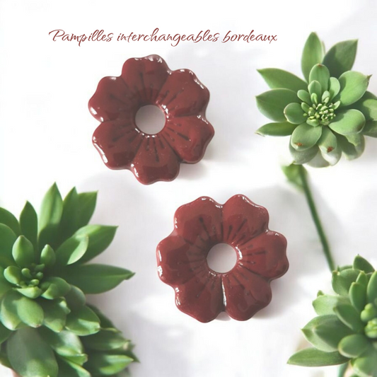 Pampilles bordeaux en Fimo faites main – uniques & interchangeables pour créoles